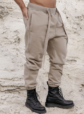 OUTOF #30 原创OS宽松加厚男卫裤飘带款加绒休闲小脚卫裤