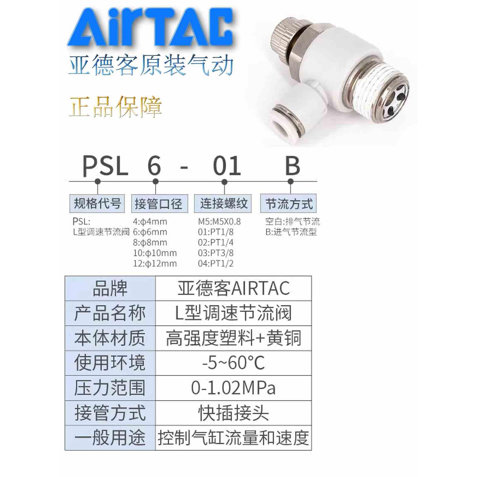 新款原装调速阀节流阀PSL801B PSL802B PSL803B PSL804B 包邮