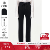 微阔直筒裤 修身 山羊绒女士长裤 GOBI戈壁秋冬黑色喇叭裤 裤 子WK760