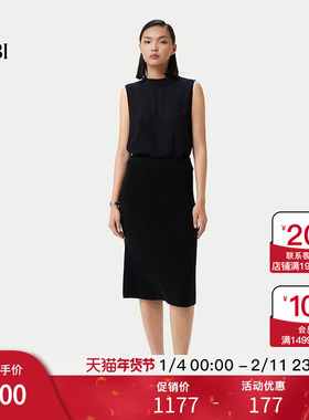 GOBI戈壁夏季时尚百搭舒适显瘦气质女士纯色中长款连衣裙WK0923