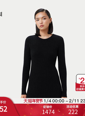 GOBI戈壁秋冬套头纯色简约时尚百搭女士针织羊绒连衣裙WK0934