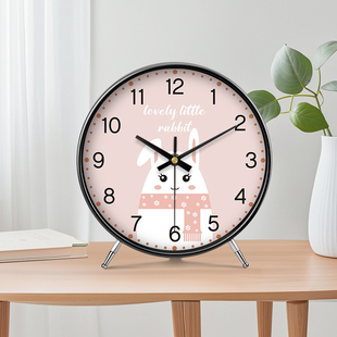 座钟卡通钟表现代小熊猫摆件钟轻奢书房桌面创意客厅教室时尚时钟