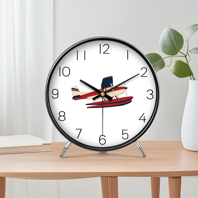客厅可爱静音摆台钟简约卧室飞机装饰台钟儿童房高级感座钟钟表