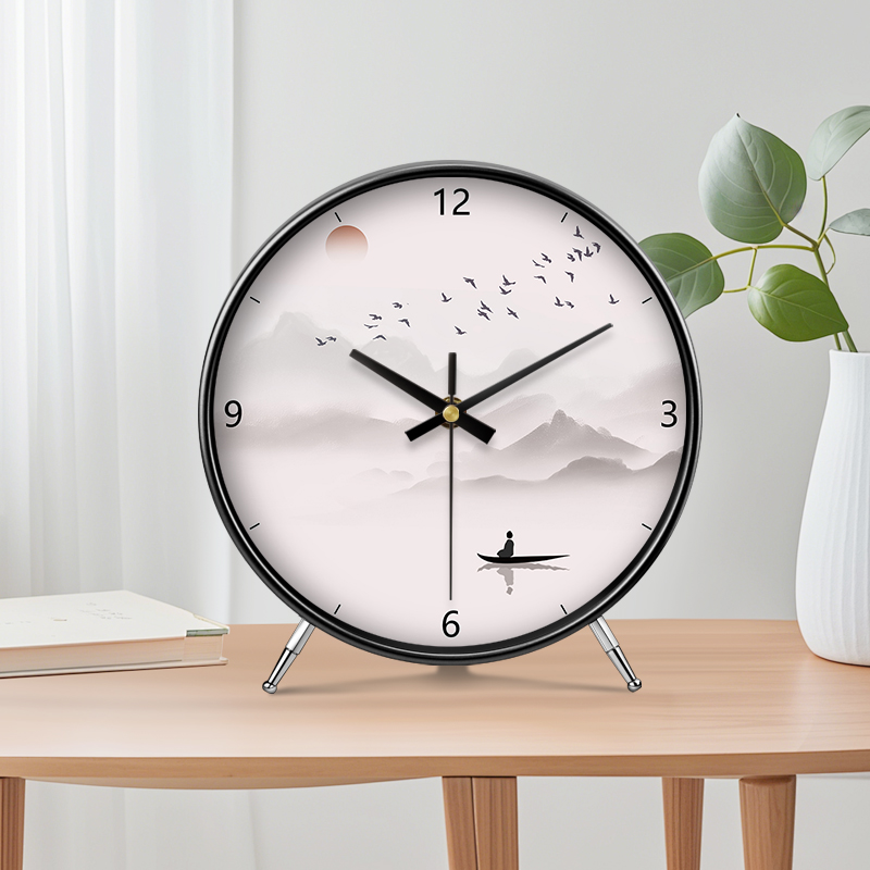 桌面台式钟表台钟轻奢静音时钟摆件客厅卧室摆放式简约现代座钟