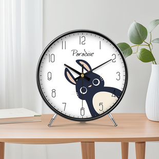 小兔子高级座钟客厅卧室卡通钟表摆件可爱摆台式时钟高级感桌面
