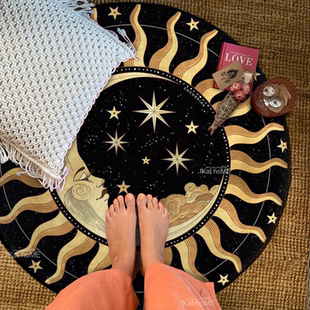 灵气星空月亮地毯颂钵音疗垫冥想打坐地垫Sun and Moon Round Rug