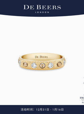 [新年礼物]戴比尔斯 Talisman 窄版18K黄金半密镶戒指