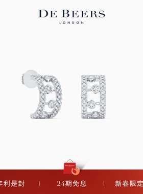 [新年礼物]De Beers 戴比尔斯 Dewdrop露珠18K白金钻石耳环