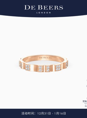 [新年礼物]De Beers 戴比尔斯 RVL 18K玫瑰金密镶钻石戒指