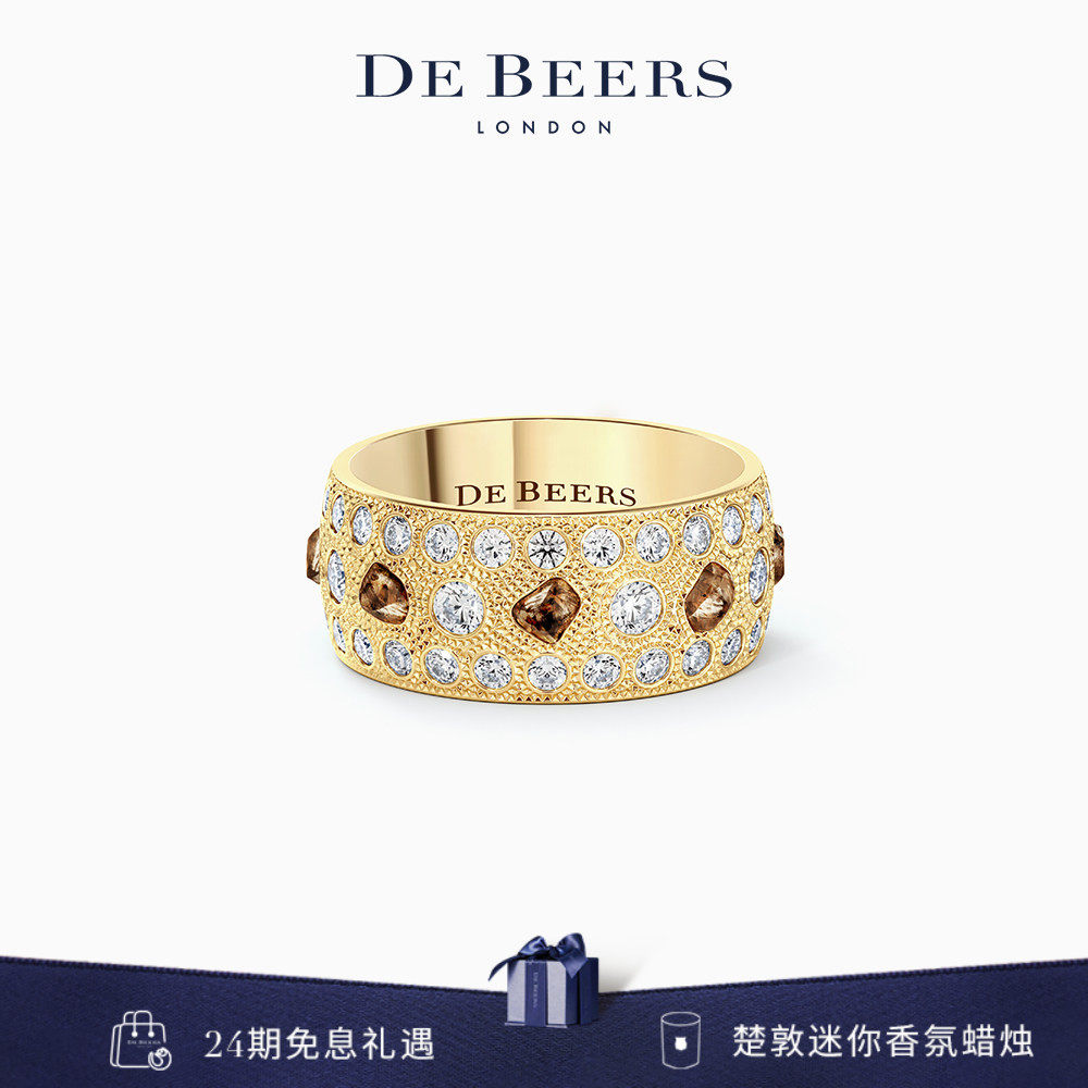 De Beers 戴比尔斯 Talisman 宽版18K黄金戒指 钻石戒指