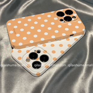 s24男女s23ultra硬壳s22plus韩风简约橙色波点s21防摔a54a53保护套 手机壳新款 柒莱菲林壳适用于三星s30 s25