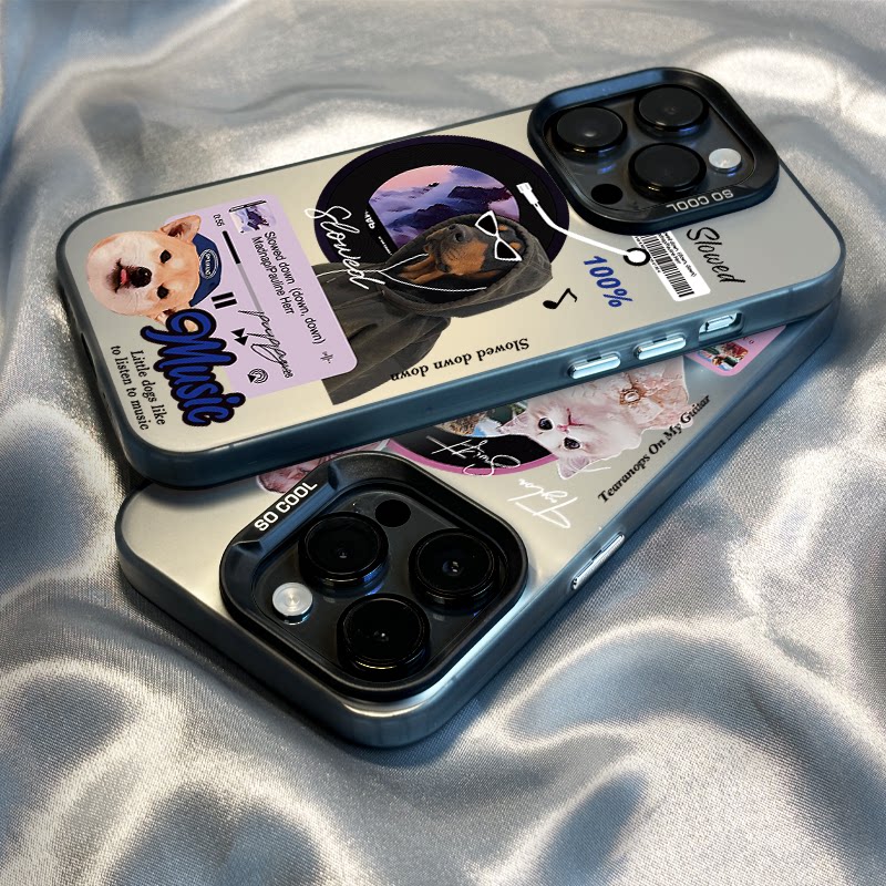 适用于苹果15promax手机壳新款iphone14个性网红小狗唱片13高级12男女