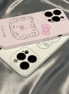 柒莱菲林壳适用于小米17/15pro手机壳新款14ultra可爱线条猫咪时钟12红米note13男女k90防摔k80k70硬60套50软