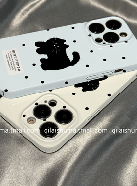 柒莱菲林壳适用于opporeno15/14/13pro手机壳12/11/10新款9男女findx9x8防摔x7韩风蓝色波点猫咪a5硬a6真我软