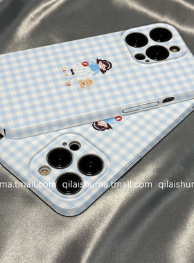 柒莱菲林壳适用于小米17/15pro手机壳14ultra新款13可爱蓝色格子女孩12红米note14男女10防摔k80硬70套60软50