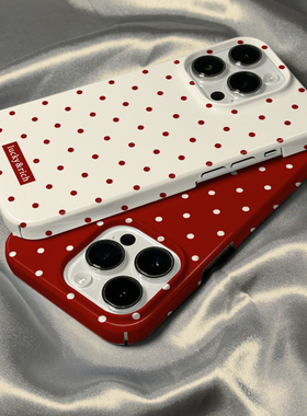 菲林壳适用于苹果15promax手机壳新款iPhone17/14新年16简约红色波点13防摔12mini硬11保护套xs硅胶xr女8plus