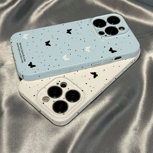 10pro手机壳13新款 柒莱菲林壳适用于opporeno15 9简约蓝色蝴蝶泼墨x6硅胶女防摔findx8x7软5保护套