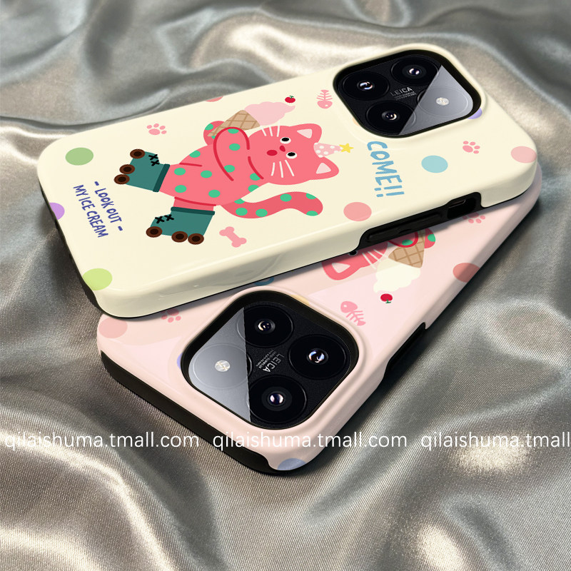 柒莱二合一菲林壳适用于小米17/15pro手机壳新款13红米k80k70男女60搞怪波点粉色猫咪note14防摔12硅胶11软套,3C数码配件,手机保护套/壳,淘宝优惠券,粉丝福利购,淘宝优惠卷