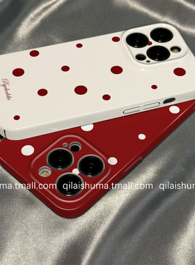 柒莱菲林壳适用于opporeno15/14/13pro手机壳12/11/10新款9女findx9防摔x8不规则ins红色波点a6a5硬a3真我软