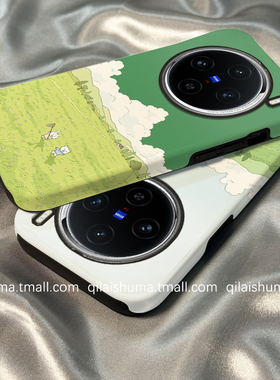 柒莱二合一菲林适用于vivox300/x200/100pro手机壳新款90x80x70油画绿色田园风景s50s30防摔18男19女y300套20