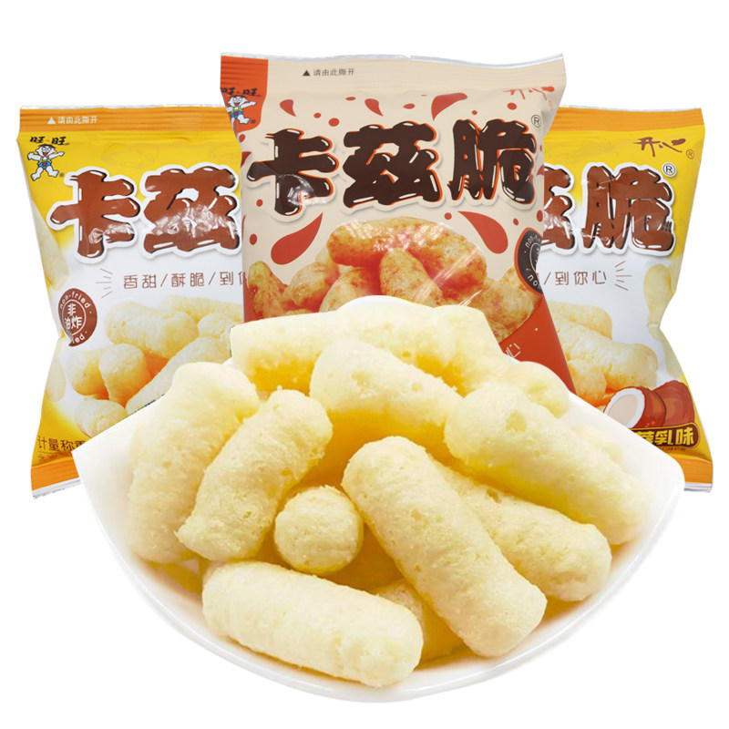 旺旺散装开心卡兹脆焦糖味椰蓉味旺仔解馋小零食膨化粟米条500g