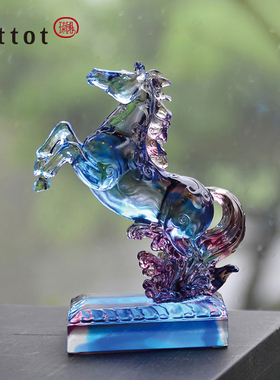 tittot琉园创意琉璃家居马摆件 逐梦 客厅办公室好运送领导晋升礼