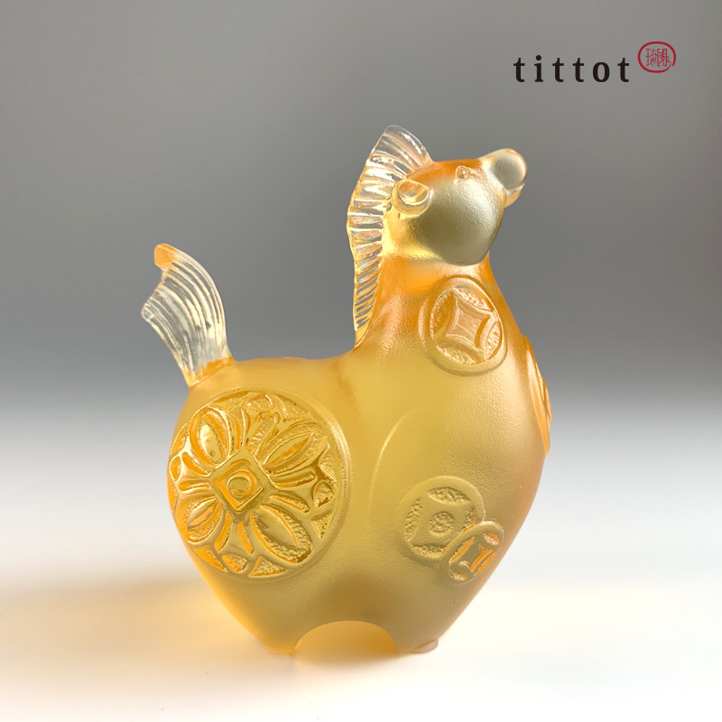 tittot琉园新中式琉璃十二生肖桌面旺运摆件 马上有钱 生日开业礼