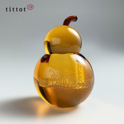 tittot琉园琉璃葫芦摆件招财水晶工艺品办公室桌面收纳装饰小礼物