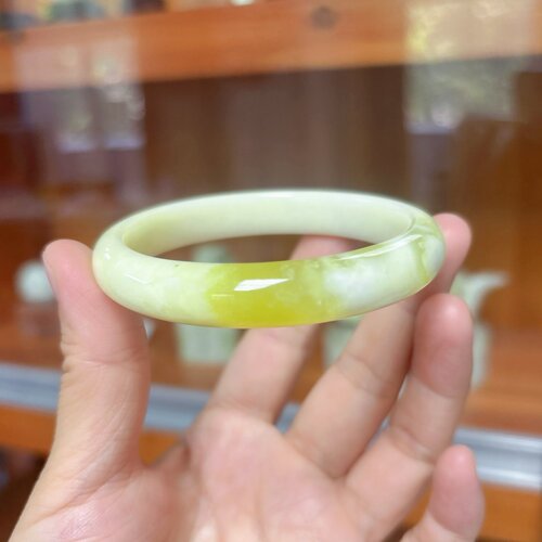 秦臻玉黄翠蓝田玉手镯正圈