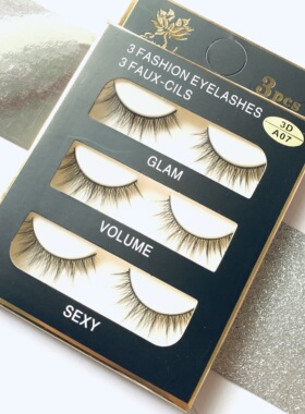 3D假睫毛三对装07纤维料纯手工逼真自然裸妆眼睫毛供货3DA07