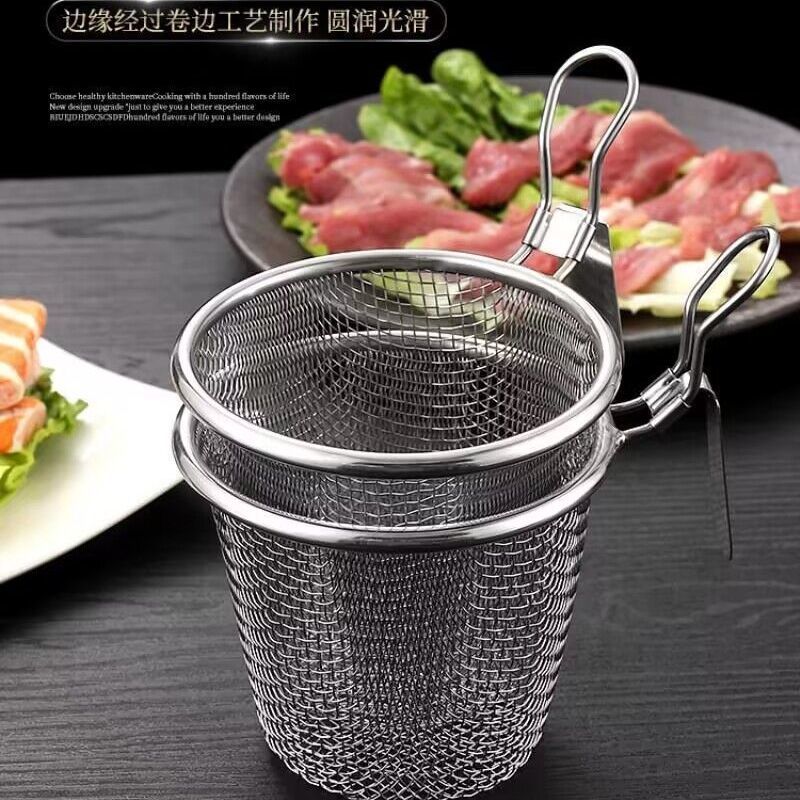 摩动火锅漏勺不锈钢家用挂边粉篱捞面勺漏网油炸过滤网篮不锈钢漏