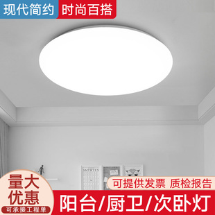 全白透镜LED吸顶灯 卧室灯 餐厅阳台过道玄关工程灯具简约现代新款