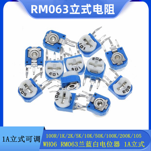 RM063立式 蓝白可调电阻WH06电位器100R1K2K5K10K20K50K100K1M