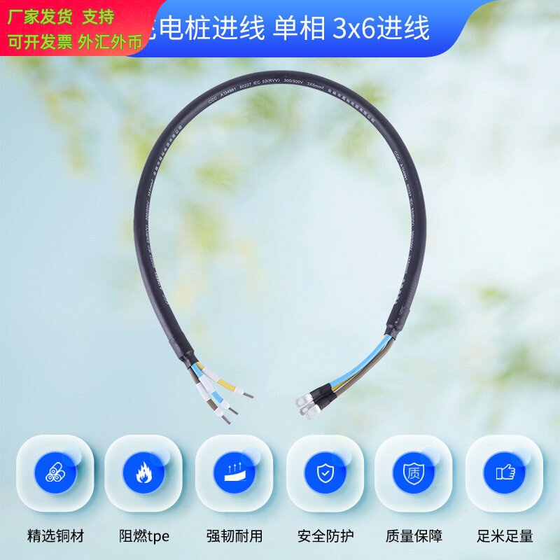 充电桩进线 新能源电动车延长线缆国标单相3*6进线汽车充电线现货