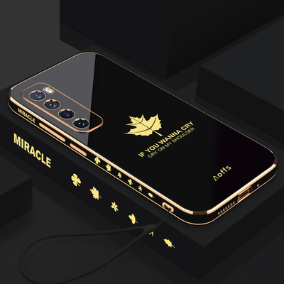 手机壳枫叶金色侧边电镀时尚潮流