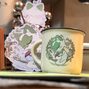 【三花地下铁/完售展示】/迷你/宝可梦朱紫新叶喵搪瓷杯咖啡杯