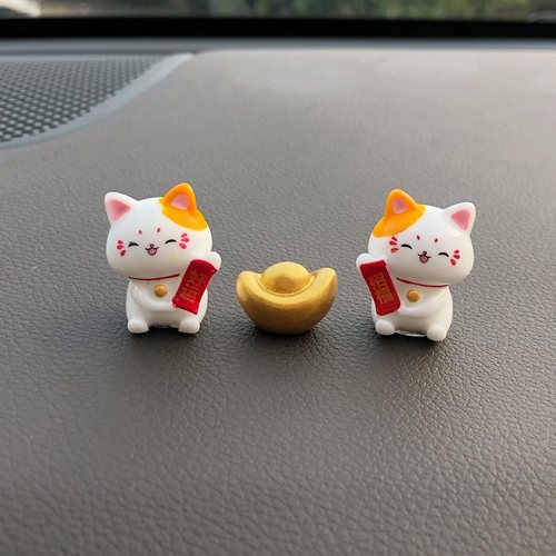 卡通招财猫显示屏幕中控台摆件
