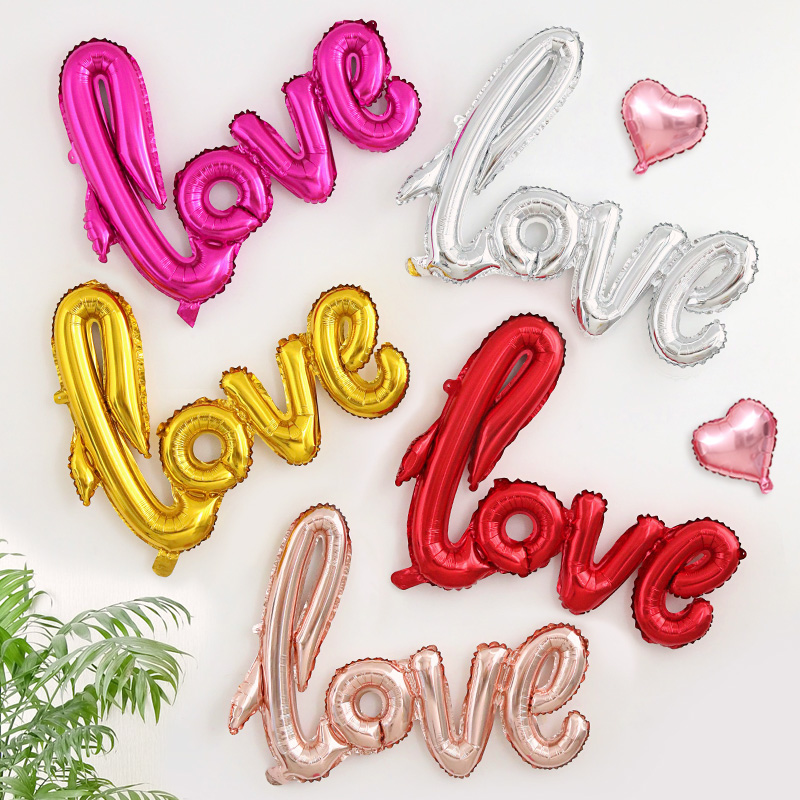 结婚连体LOVE铝膜气球生日派对用品求婚表白汽球装饰婚房场景布置
