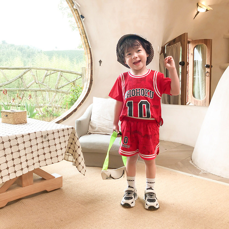 儿童纯棉篮球服灌篮高手两件套樱木花道10流川枫11男女宝宝运动装
