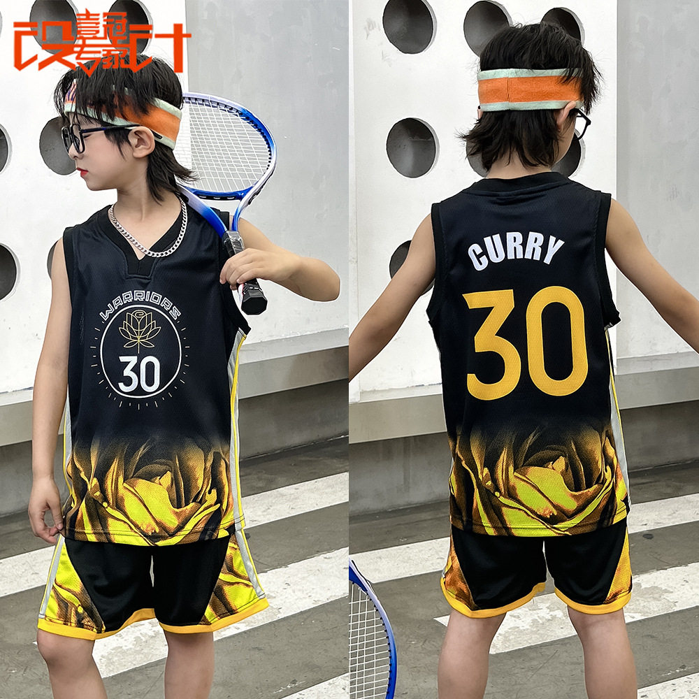 篮球服套装城市版库里30号速干冰丝球衣CURRY男女童亲子背心定制