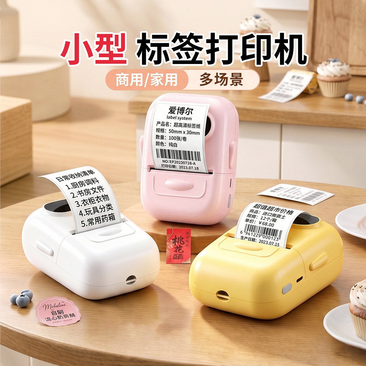 凝优P50小型标签家用打印机可连手机蓝牙便携式手持热敏姓名贴打印透明便签彩色防水防撕食品留样贴纸标签机