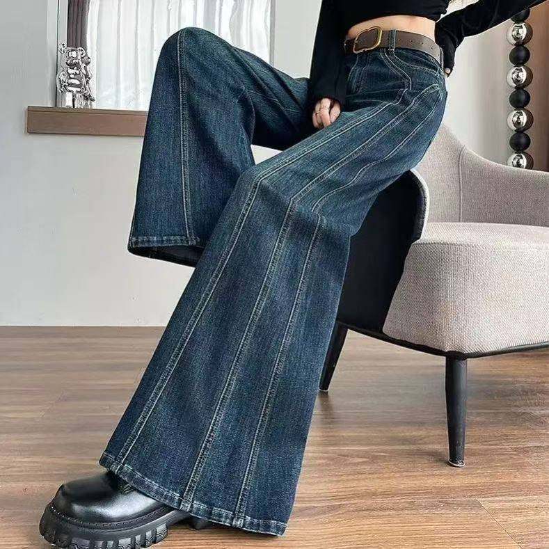 帛森女装工厂店不贴腿喇叭牛仔裤秋冬新款高腰显瘦加绒阔腿拖地裤,女装/女士精品,休闲裤,淘宝优惠券,粉丝福利购,淘宝优惠卷