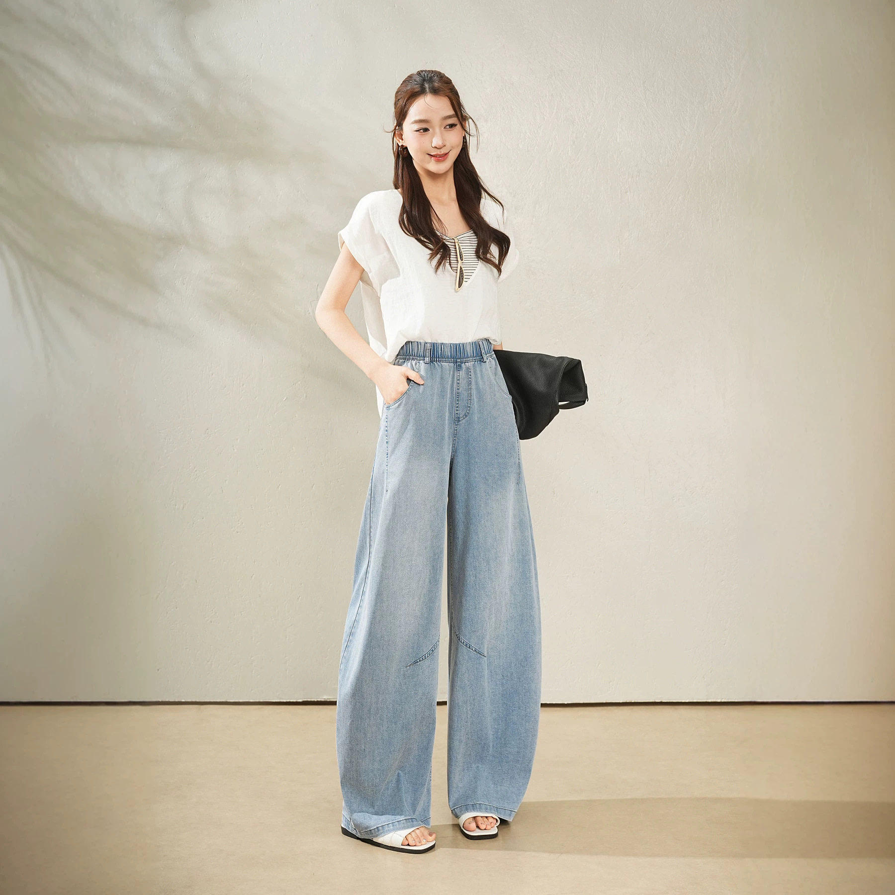2026夏季薄款水洗弯刀天丝牛仔裤女休闲百搭宽松显瘦爆款阔腿裤a8