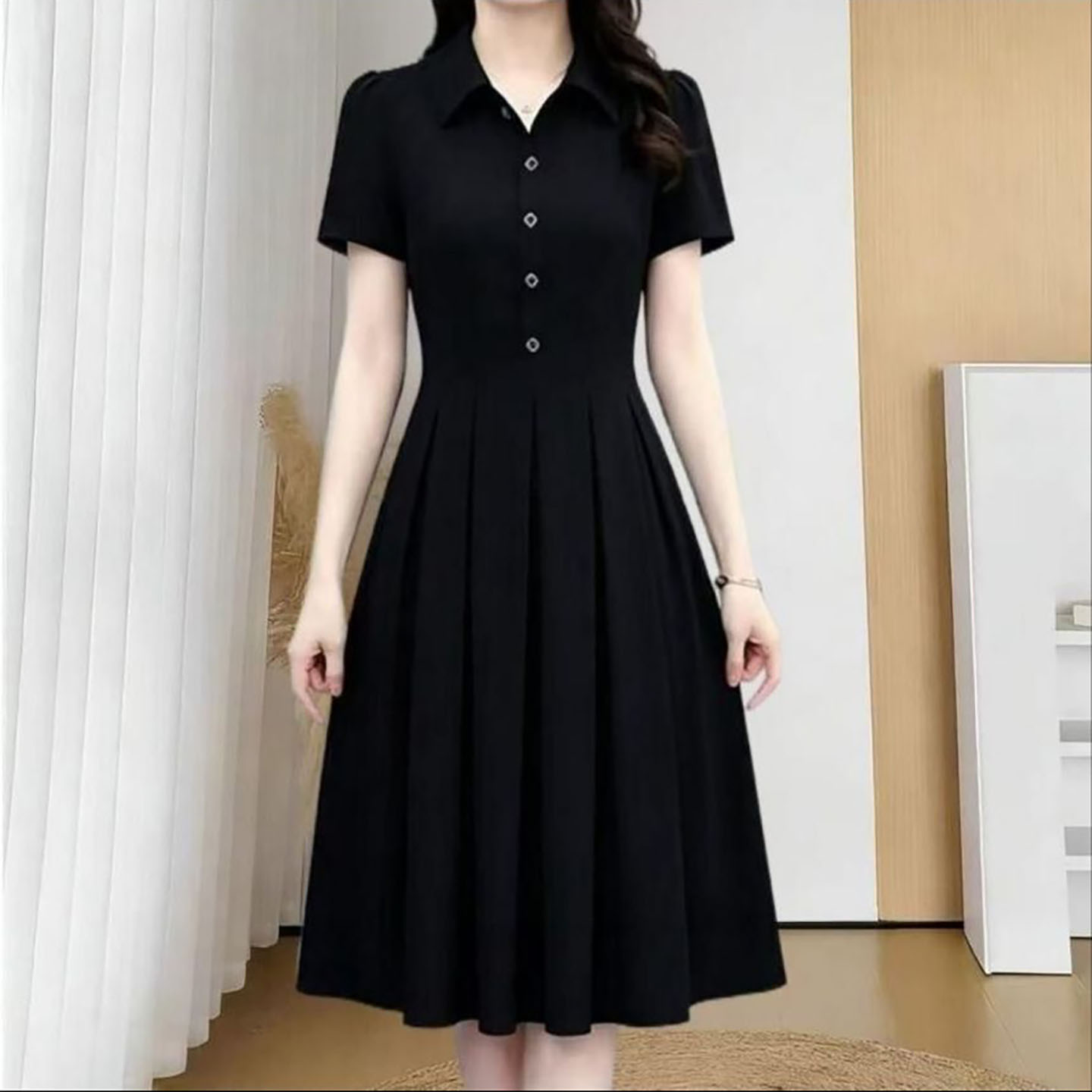 聚光点亮女装高级感雪纺妈妈连衣裙夏季女士气质中长裙显瘦裙子a1