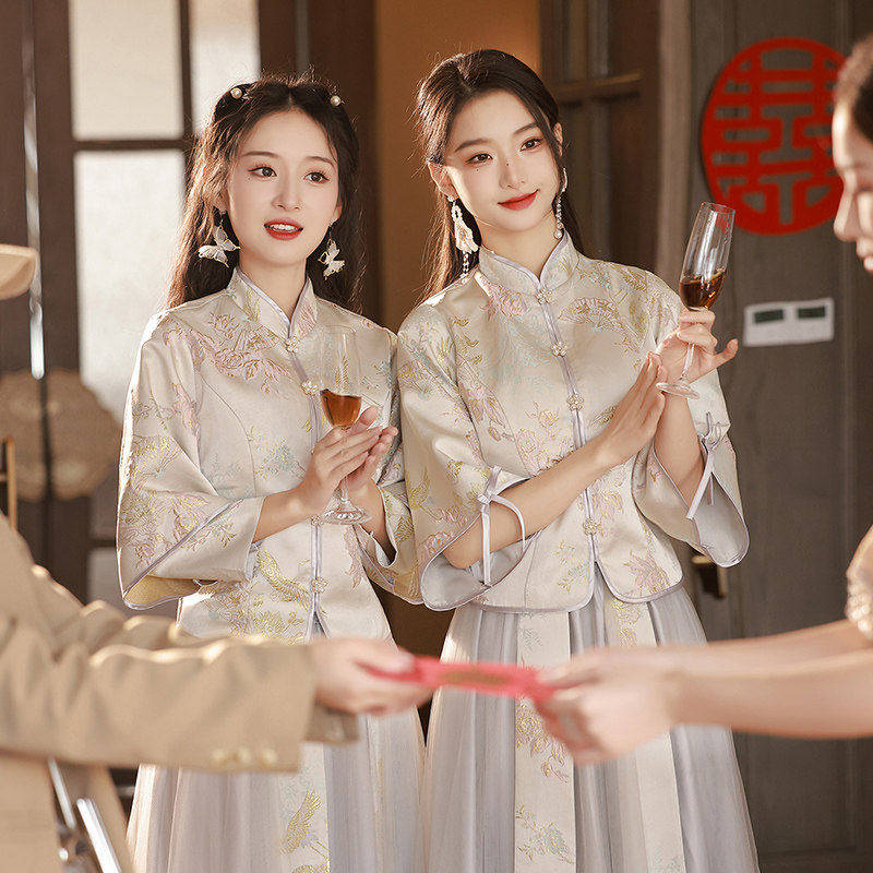 中式伴娘服女2026新款礼服小个子高级感旗袍汉服姐妹团伴娘裙夏季 - 姣娴珺主旗舰店出品