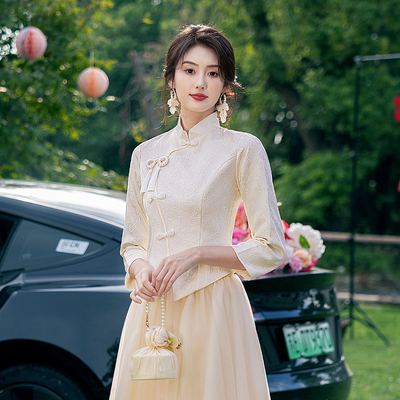 姣娴珺主中式伴娘服平时可穿显瘦