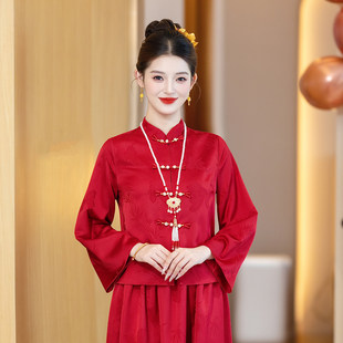 敬酒服新娘订婚2025新款冬季高级感轻奢大码胖mm显瘦旗袍婚礼服裙