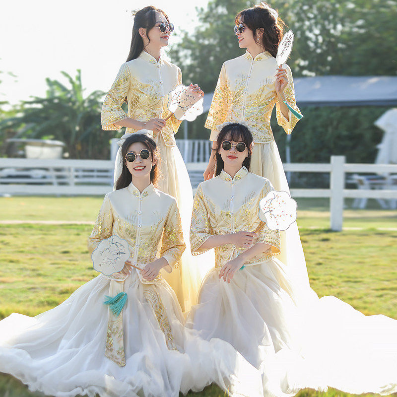 中式伴娘服女2026新款夏季结婚礼服姐妹团装伴娘裙秀禾服旗袍汉服