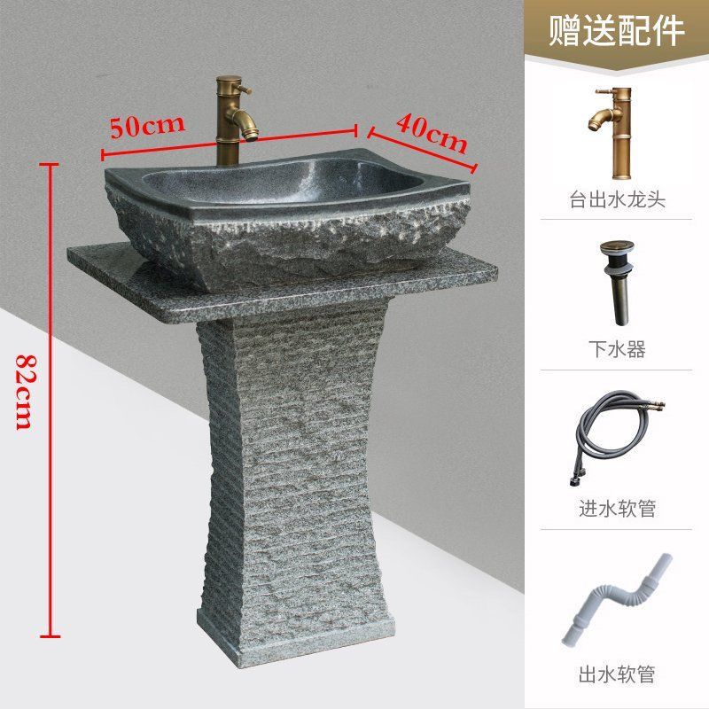 惠安厂家直销石头洗脸盆庭院阳台石材洗手盆天然原石洗手台立柱盆