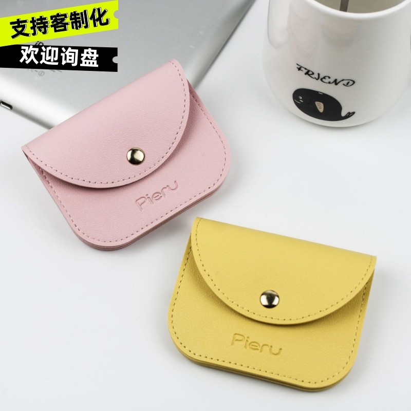 韩版女生零钱包信封搭扣糖果色小清新银币卡包双层卡夹烫印制logo